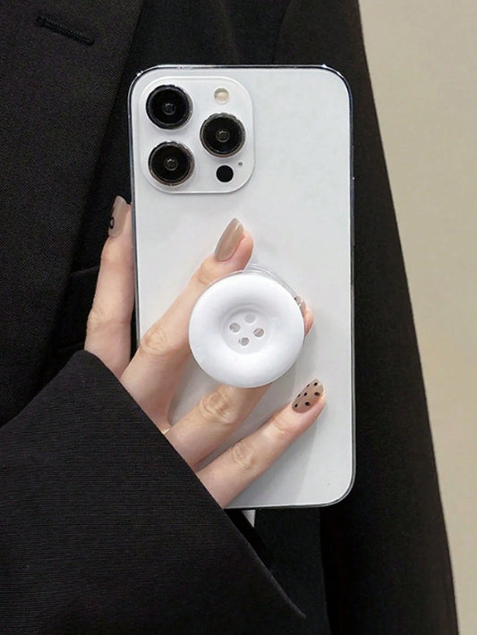 1pc Cute Button Foldable Phone Holder, All-In-One Slouchy Smartphone Stand, Attachable To Phone Back For Desktop Office & Entertainment Compatible With IPhone, Android Phone, Gift For Birthday, Family