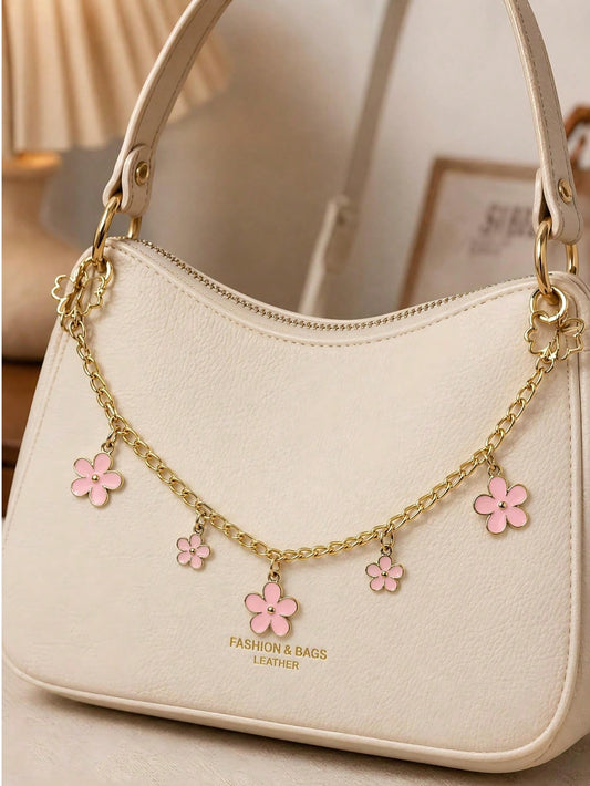1pc,Cute Pink Cherry Blossom Five-Petal Flower Bag Chain,Women's Bag Charm,Wallet Decoration And Chain,Backpack Accessory,Bag Accessory,Travel Essential,Keychain/Pants Charm,Charming Women's Car Acces