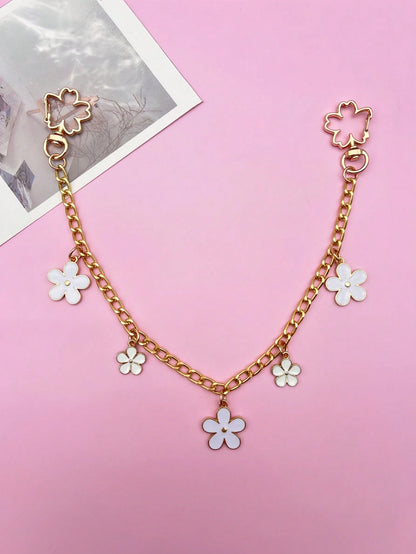 1pc,Cute Pink Cherry Blossom Five-Petal Flower Bag Chain,Women's Bag Charm,Wallet Decoration And Chain,Backpack Accessory,Bag Accessory,Travel Essential,Keychain/Pants Charm,Charming Women's Car Acces