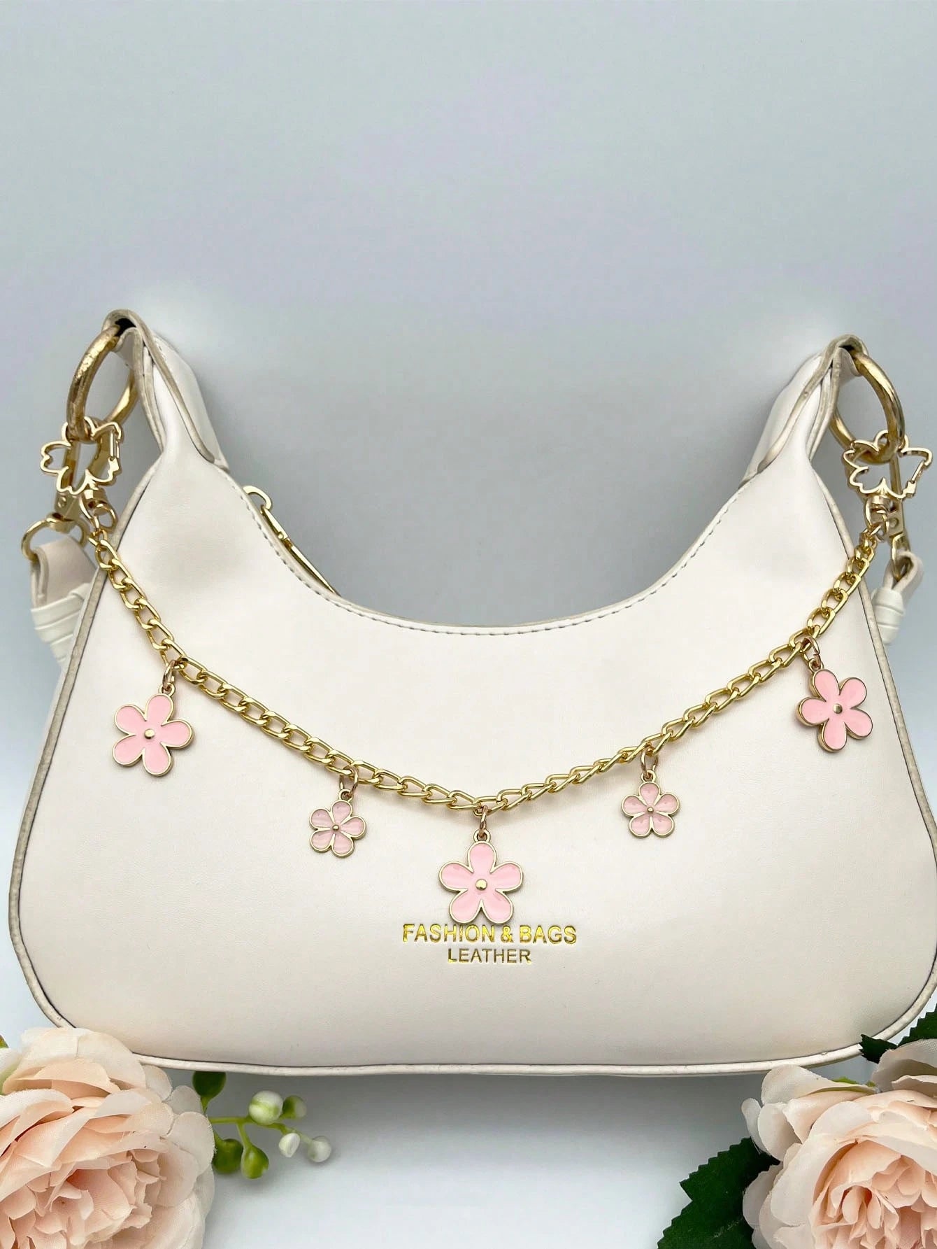 1pc,Cute Pink Cherry Blossom Five-Petal Flower Bag Chain,Women's Bag Charm,Wallet Decoration And Chain,Backpack Accessory,Bag Accessory,Travel Essential,Keychain/Pants Charm,Charming Women's Car Acces