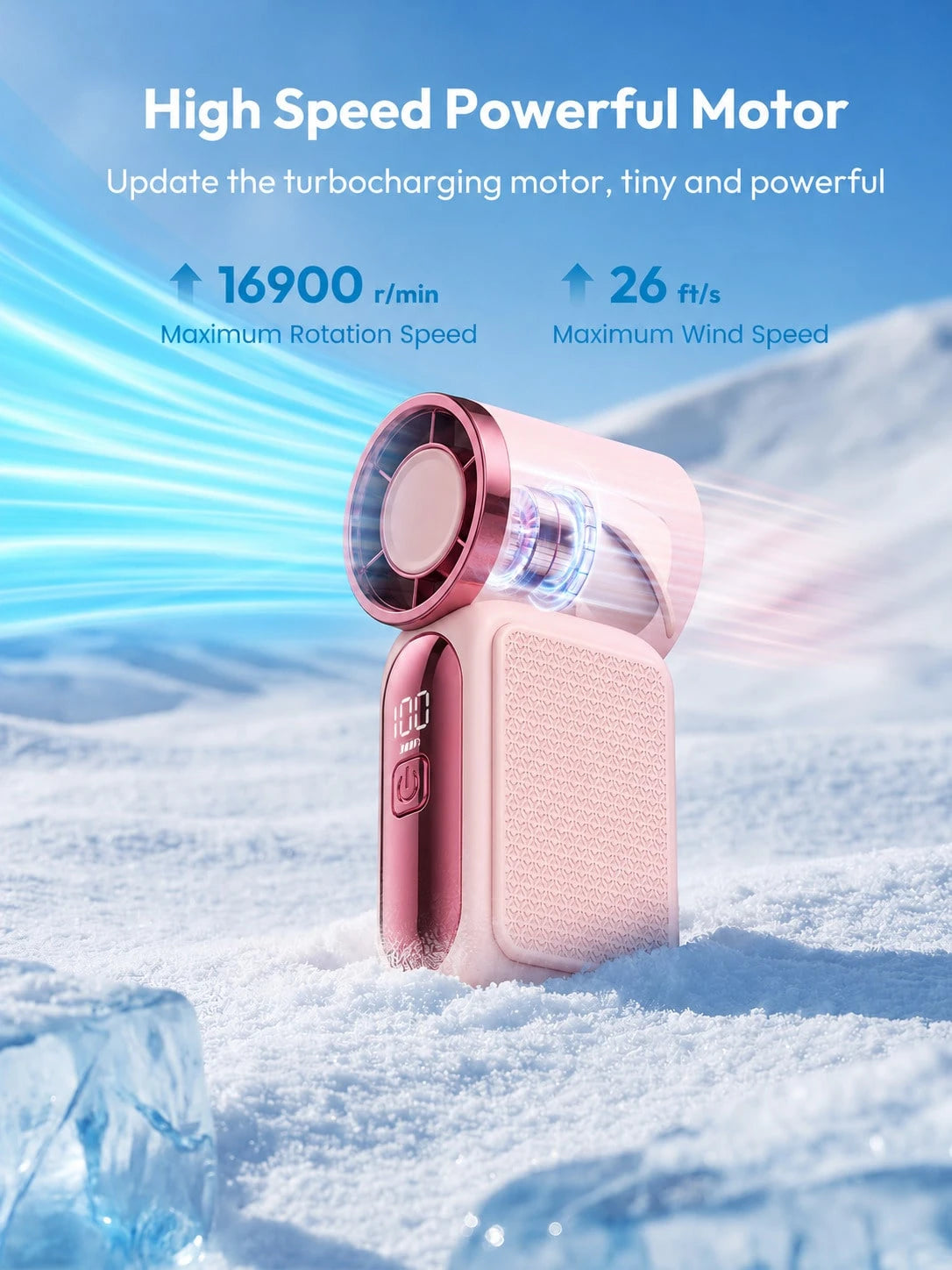 1pc Cute Portable Handheld Cooling Fan 6 Speed Wind Adjustable LED Display Rechargeable Mini Fan Lightweight Pocket Size Makeup Fan For Children Ladies Outdoor Carry