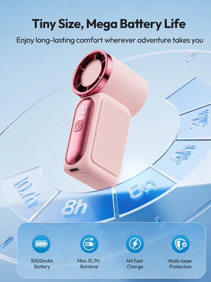 1pc Cute Portable Handheld Cooling Fan 6 Speed Wind Adjustable LED Display Rechargeable Mini Fan Lightweight Pocket Size Makeup Fan For Children Ladies Outdoor Carry