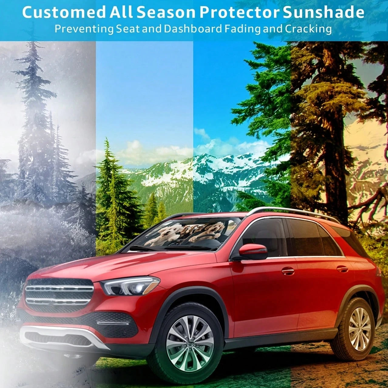 1pc Cute Puppy Car Sun Visor, Fashionable Women's Sunshade, Made Of Polyester Fiber Exterior And Black Rubber Interior, Fits Various Car Front Windshields, Provides Heat Insulation And Privacy Protect