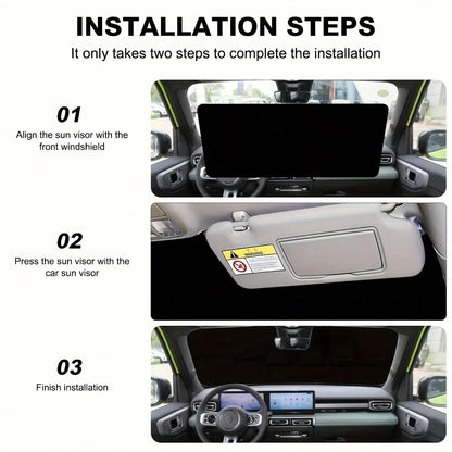 1pc Cute Puppy Car Sun Visor, Fashionable Women's Sunshade, Made Of Polyester Fiber Exterior And Black Rubber Interior, Fits Various Car Front Windshields, Provides Heat Insulation And Privacy Protect