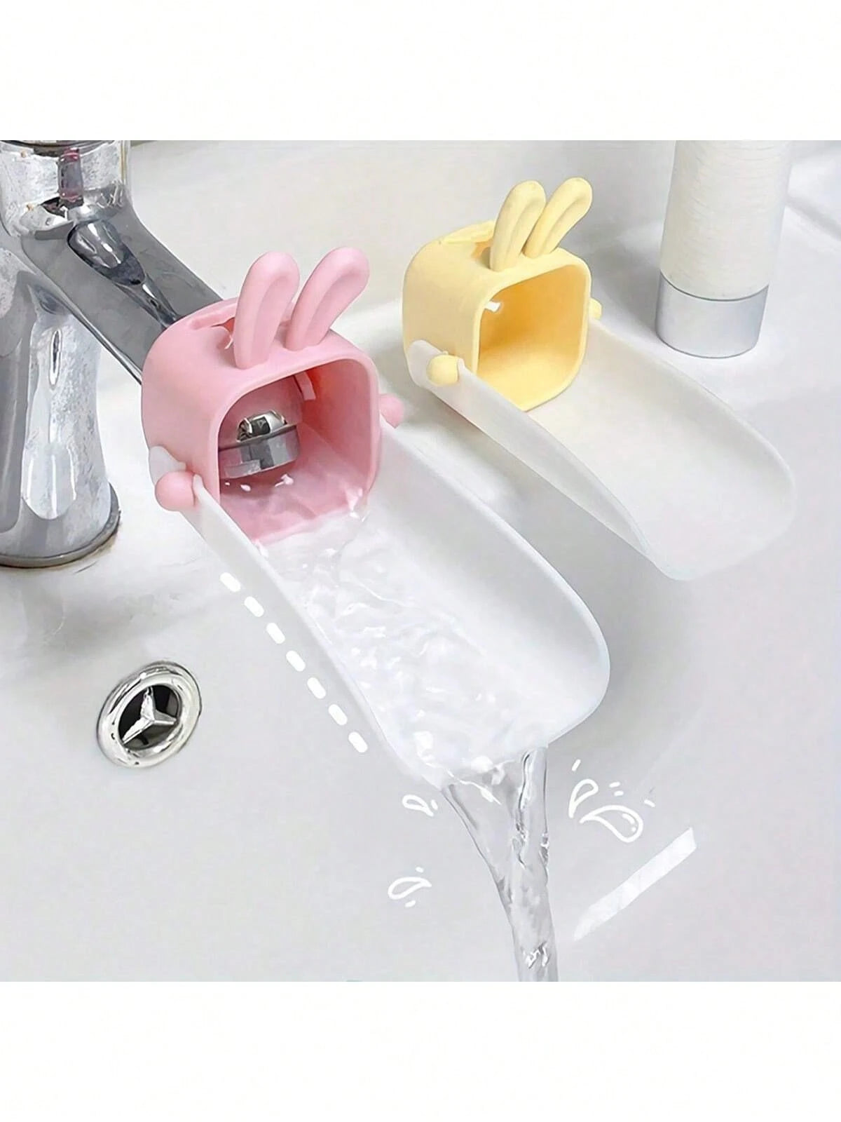 1pc Cute Rabbit Ear Faucet Extender, Baby Hand Washing Water Spout, Anti-Splash Plastic Sink, For Toddler Bathroom