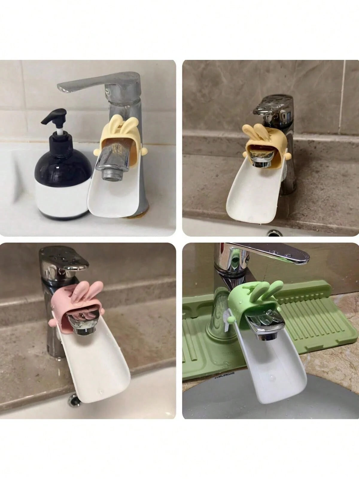 1pc Cute Rabbit Ear Faucet Extender, Baby Hand Washing Water Spout, Anti-Splash Plastic Sink, For Toddler Bathroom