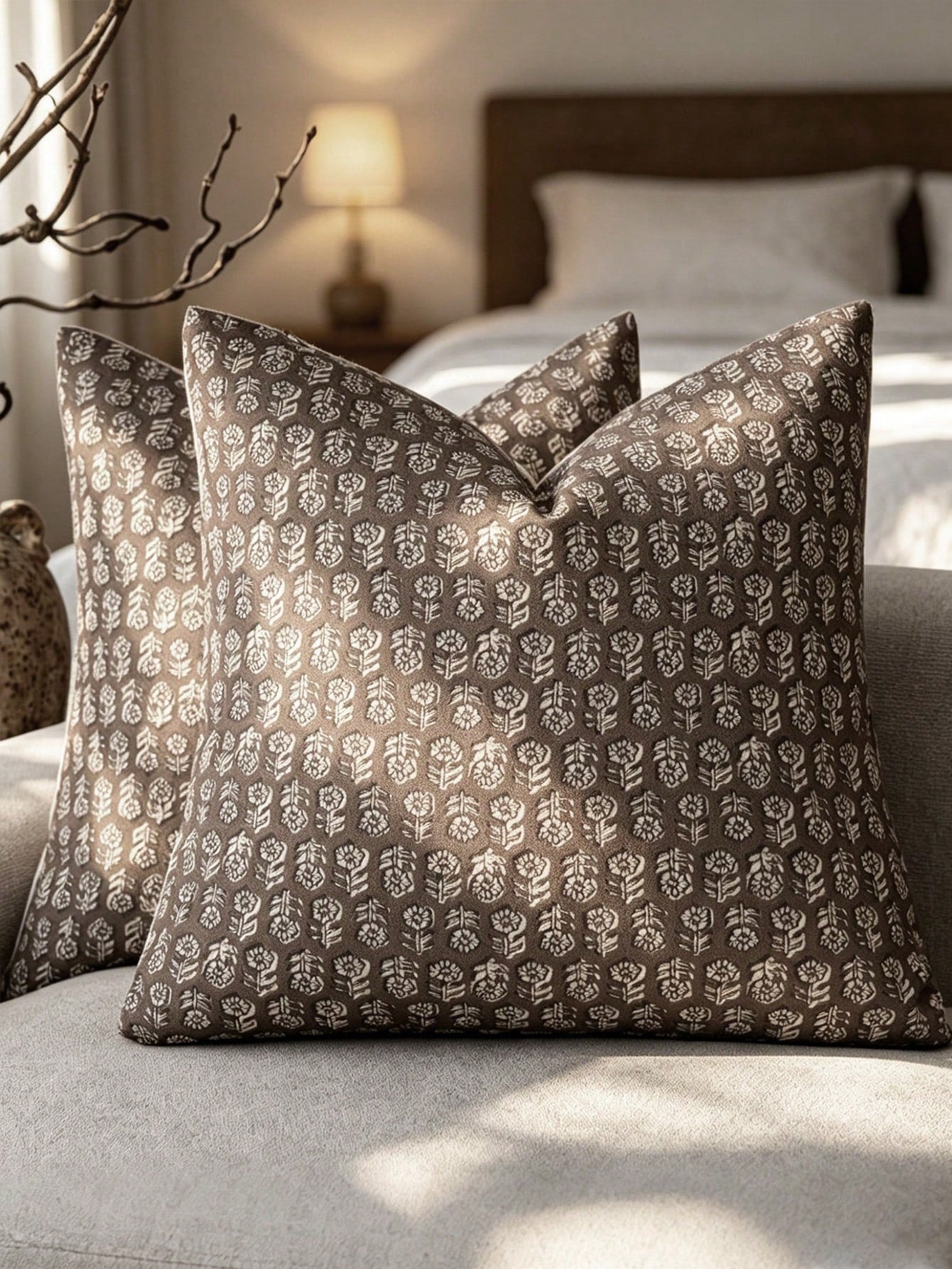 1pc Decorative Neutral Floral Print Throw Pillow Cover, Vintage Farmhouse Style Cushion Cover, Bohemian Home Decor, Suitable For Sofa, Chair, Long Sofa, Bedroom, Living Room, Summer Autumn Throw Pillo
