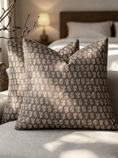 1pc Decorative Neutral Floral Print Throw Pillow Cover, Vintage Farmhouse Style Cushion Cover, Bohemian Home Decor, Suitable For Sofa, Chair, Long Sofa, Bedroom, Living Room, Summer Autumn Throw Pillo