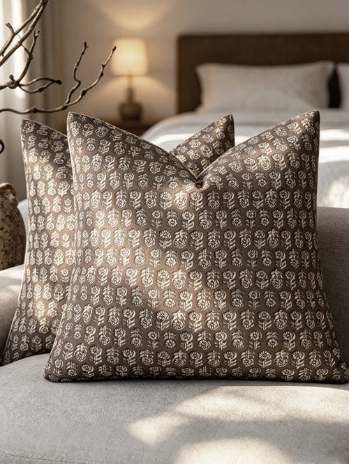 1pc Decorative Neutral Floral Print Throw Pillow Cover, Vintage Farmhouse Style Cushion Cover, Bohemian Home Decor, Suitable For Sofa, Chair, Long Sofa, Bedroom, Living Room, Summer Autumn Throw Pillo