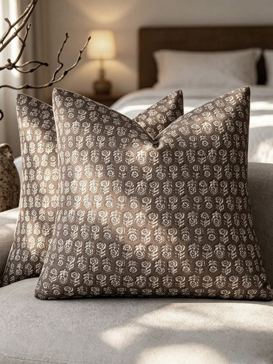 1pc Decorative Neutral Floral Print Throw Pillow Cover, Vintage Farmhouse Style Cushion Cover, Bohemian Home Decor, Suitable For Sofa, Chair, Long Sofa, Bedroom, Living Room, Summer Autumn Throw Pillo