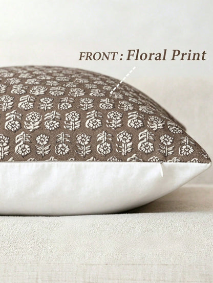 1pc Decorative Neutral Floral Print Throw Pillow Cover, Vintage Farmhouse Style Cushion Cover, Bohemian Home Decor, Suitable For Sofa, Chair, Long Sofa, Bedroom, Living Room, Summer Autumn Throw Pillo