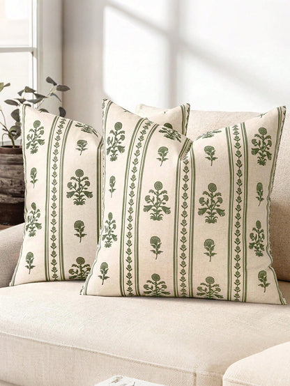 1pc Decorative Neutral Floral Print Throw Pillow Cover, Vintage Farmhouse Style Cushion Cover, Bohemian Home Decor, Suitable For Sofa, Chair, Long Sofa, Bedroom, Living Room, Summer Autumn Throw Pillo