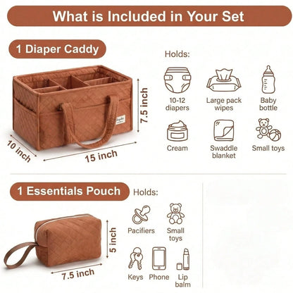1pc Diaper Caddy Organizer, Baby Basket Shower Gift, Stylish Nursery Storage Basket, Gift For Baby Shower, Newborn Essentials, Car Diaper Organizer