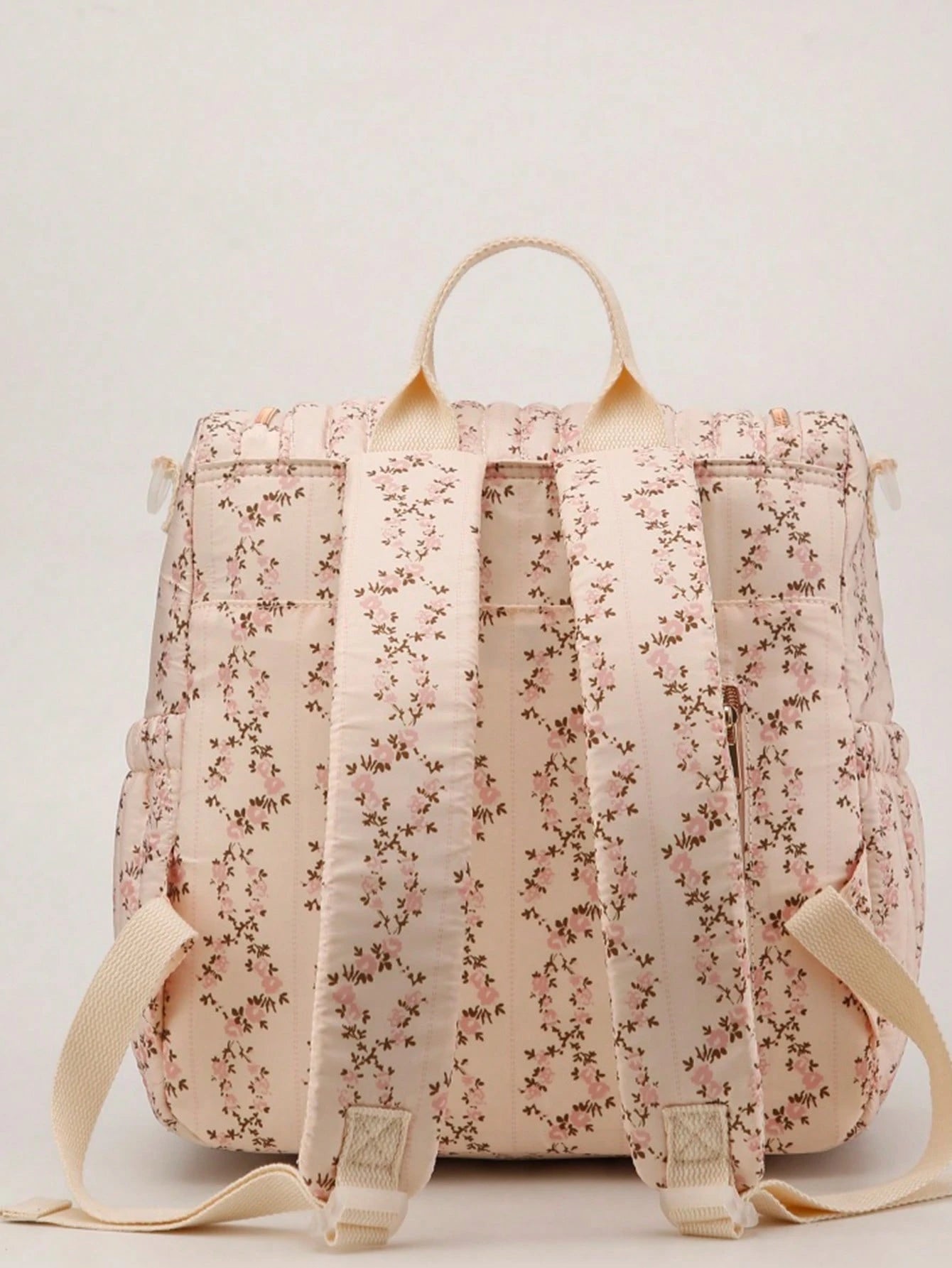 1pc Ditsy Floral Multi-Functional Large Capacity Diaper Bag Backpack, Can Be Hung On Stroller, Baby Shower Gift