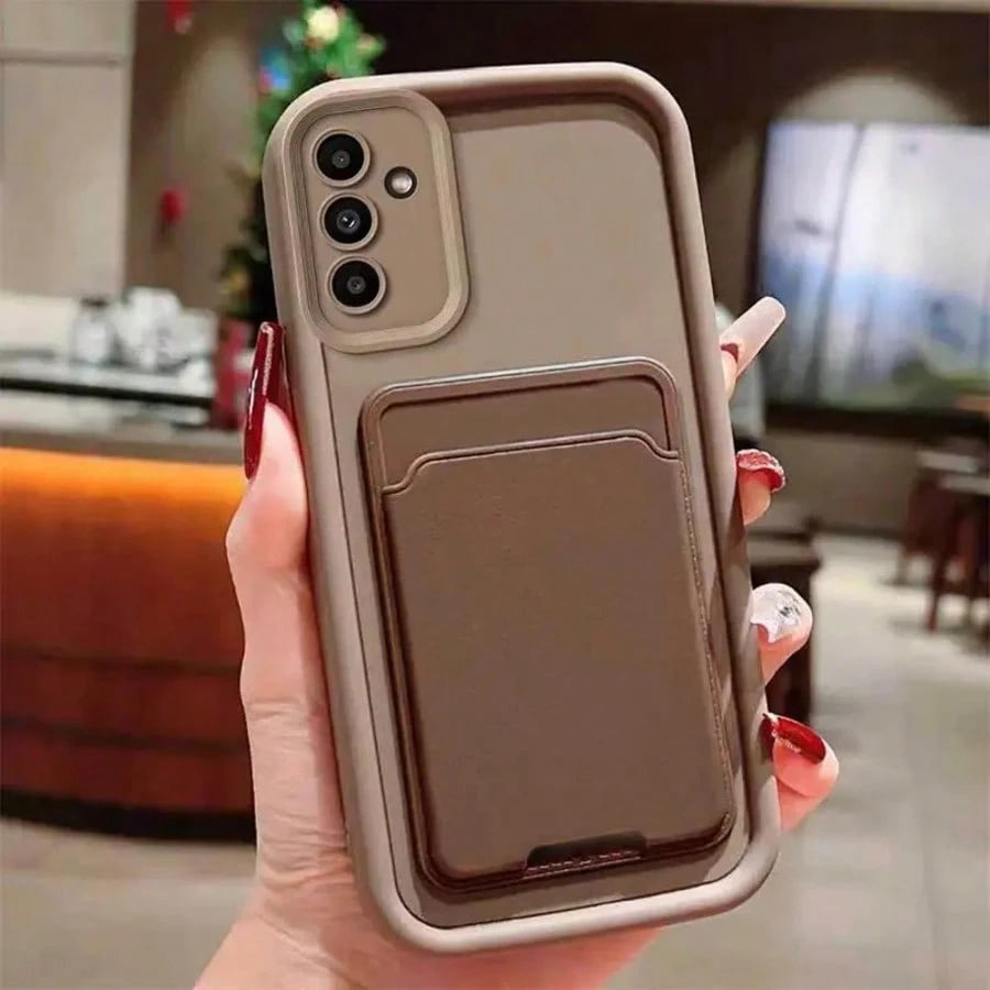 1pc Durable Fashionable Classic Solid Color Card Holder, Anti-Drop Textured Phone Case Suitable For Apple 11 11pro/11promax, 12 12pro/12promax, 13 13pro/13promax, 14 14pro/14promax 14plus, 15 15pro 15