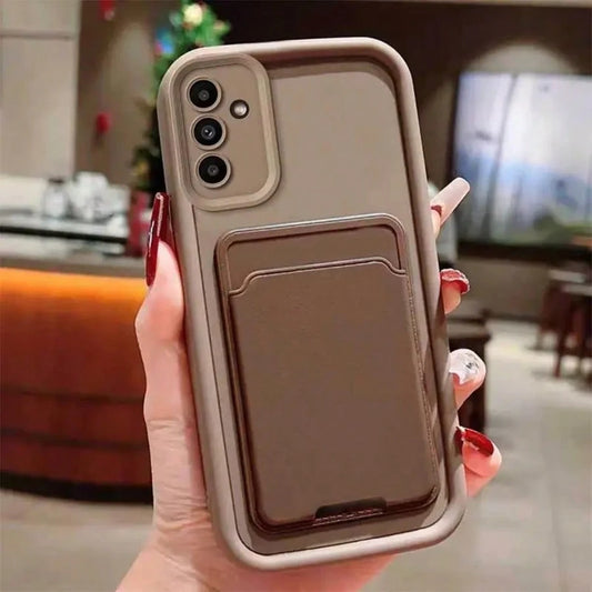 1pc Durable Fashionable Classic Solid Color Card Holder, Anti-Drop Textured Phone Case Suitable For Apple 11 11pro/11promax, 12 12pro/12promax, 13 13pro/13promax, 14 14pro/14promax 14plus, 15 15pro 15