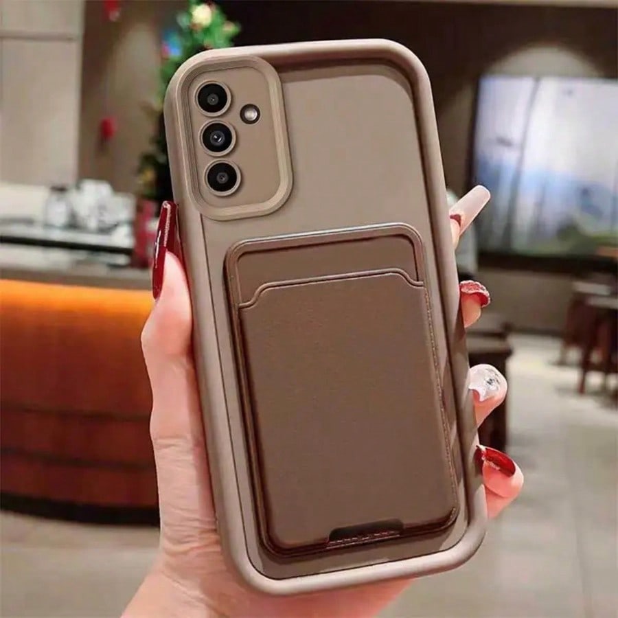 1pc Durable Fashionable Classic Solid Color Card Holder, Anti-Drop Textured Phone Case Suitable For Apple 11 11pro/11promax, 12 12pro/12promax, 13 13pro/13promax, 14 14pro/14promax 14plus, 15 15pro 15