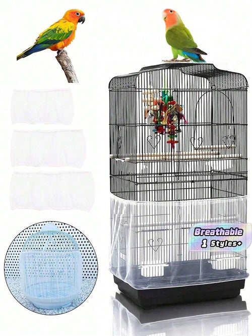 1pc Elastic Tight Mesh Net Dustproof Cover For Birdcage, All Seasons Universal Universal Anti-Feather Anti-Spilling Bird Cage Hood