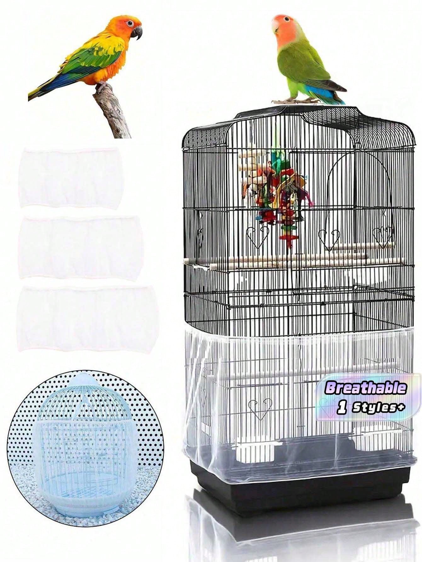 1pc Elastic Tight Mesh Net Dustproof Cover For Birdcage, All Seasons Universal Universal Anti-Feather Anti-Spilling Bird Cage Hood