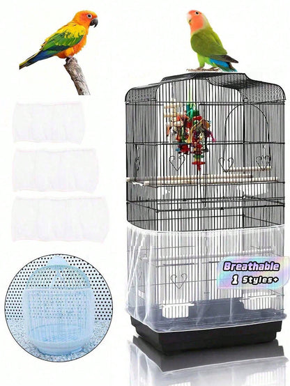 1pc Elastic Tight Mesh Net Dustproof Cover For Birdcage, All Seasons Universal Universal Anti-Feather Anti-Spilling Bird Cage Hood