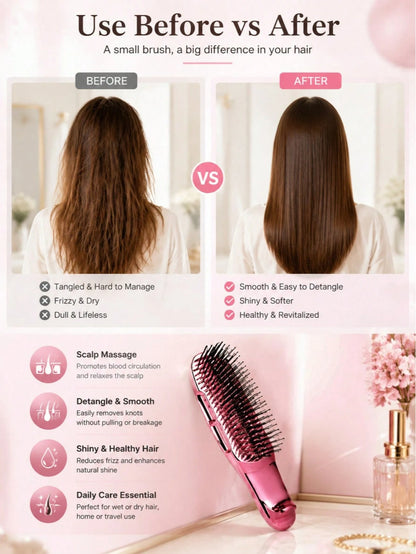 1pc Electroplated Massage Comb, Wet/Dry Hair Dual-Use Comb, Easily Detangle Hair, Scalp Massage Comb With Flexible Bristles, Suitable For Blow Drying And Straightening Hair, Including Thick/Curly/Thin