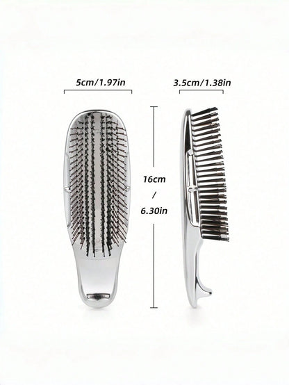 1pc Electroplated Massage Comb, Wet/Dry Hair Dual-Use Comb, Easily Detangle Hair, Scalp Massage Comb With Flexible Bristles, Suitable For Blow Drying And Straightening Hair, Including Thick/Curly/Thin