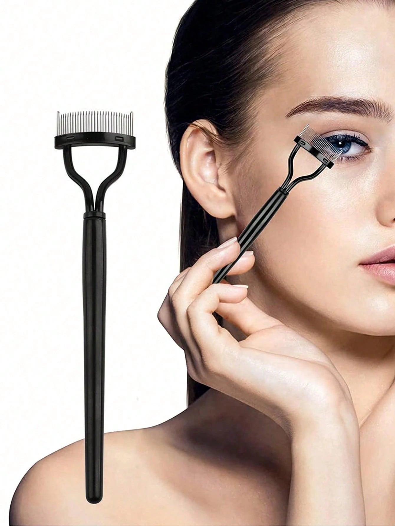 1pc Eyelash Comb Eyelash Separator Steel Needle Eyelash Comb Stainless Steel Dense Teeth Comb Portable Eyelash Curling Auxiliary Tool Makeup Tool Fake Eyelash Grooming Tool,Eyebrow Brush,Eyeshadow Bru