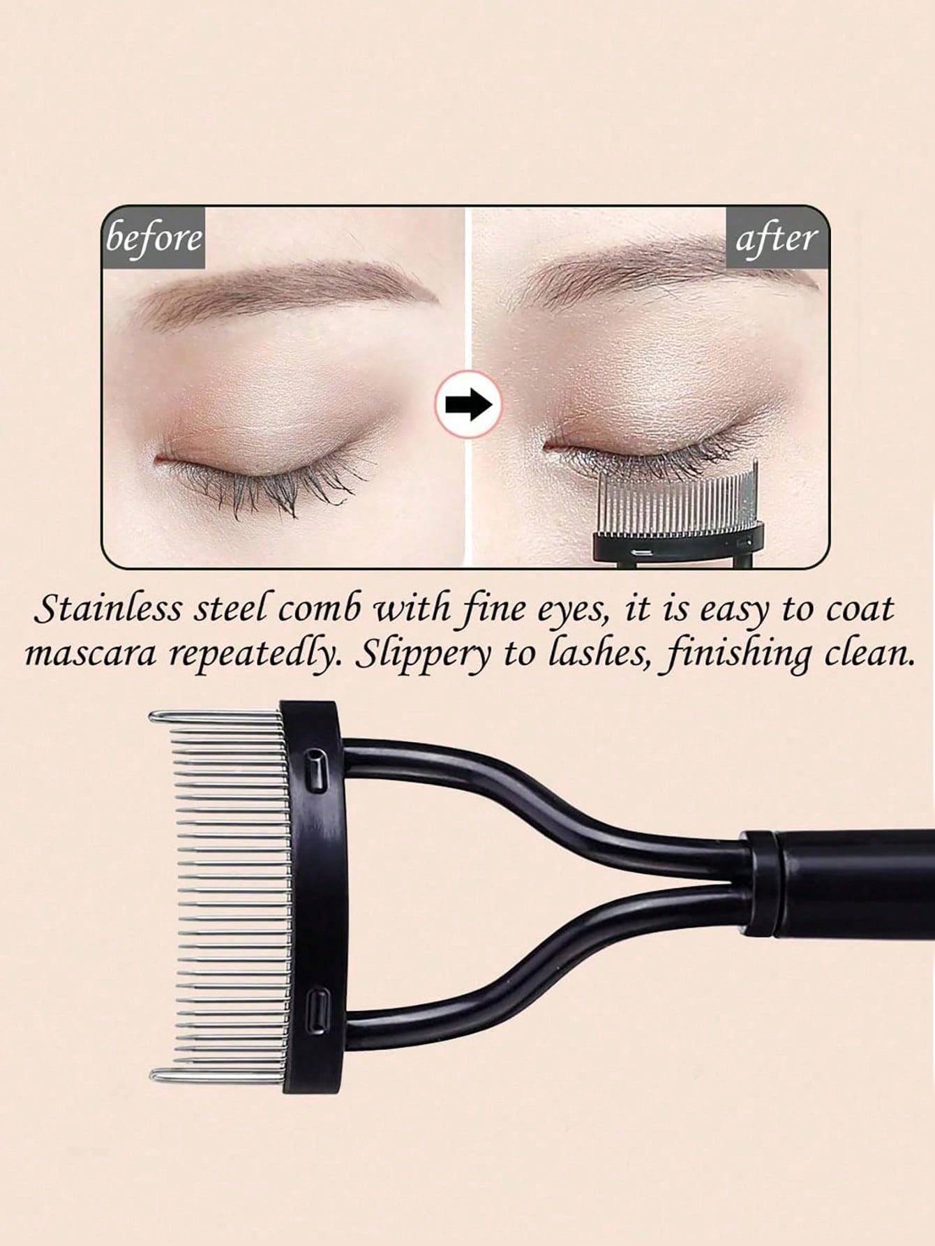 1pc Eyelash Comb Eyelash Separator Steel Needle Eyelash Comb Stainless Steel Dense Teeth Comb Portable Eyelash Curling Auxiliary Tool Makeup Tool Fake Eyelash Grooming Tool,Eyebrow Brush,Eyeshadow Bru