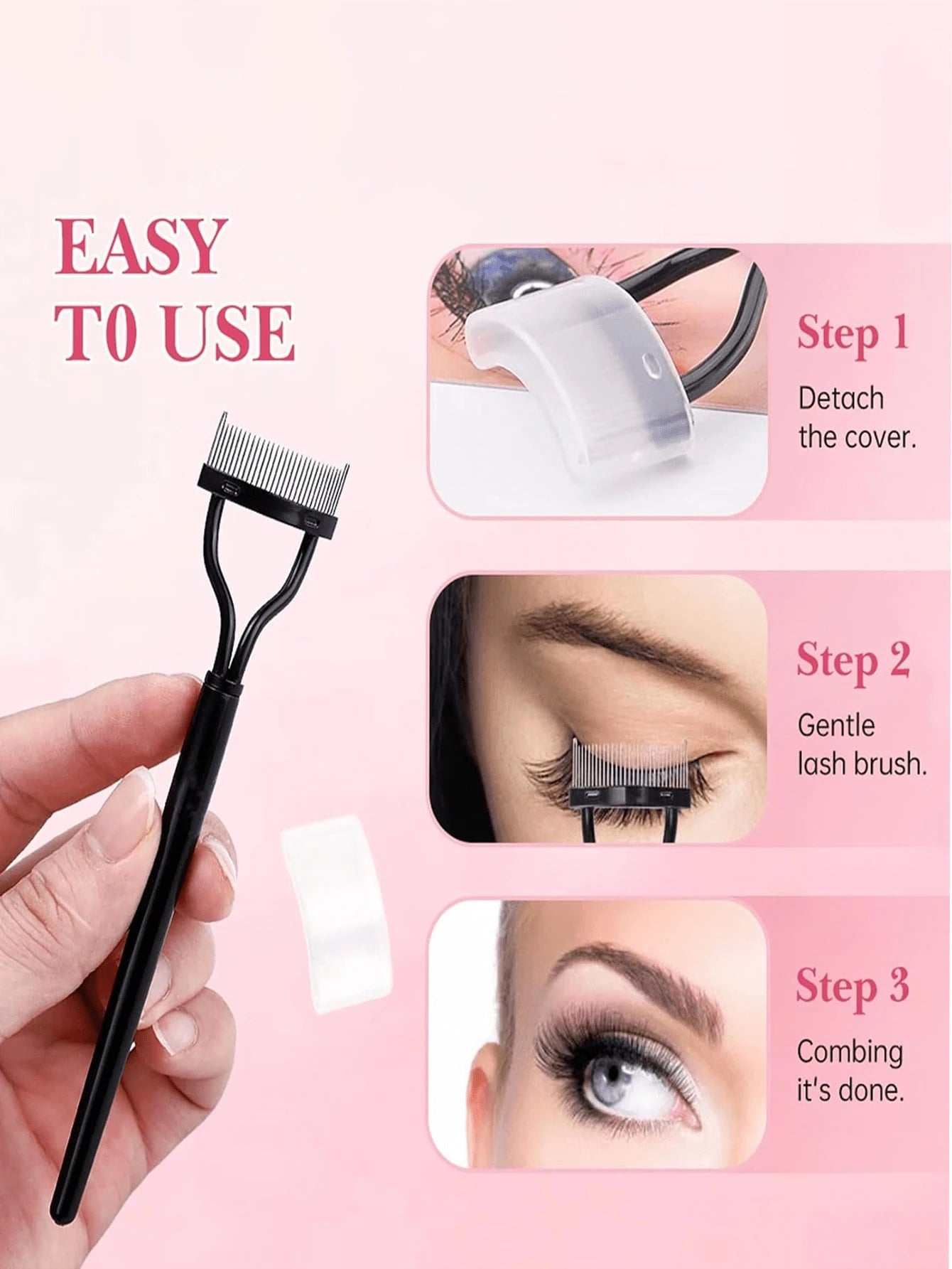 1pc Eyelash Comb Eyelash Separator Steel Needle Eyelash Comb Stainless Steel Dense Teeth Comb Portable Eyelash Curling Auxiliary Tool Makeup Tool Fake Eyelash Grooming Tool,Eyebrow Brush,Eyeshadow Bru
