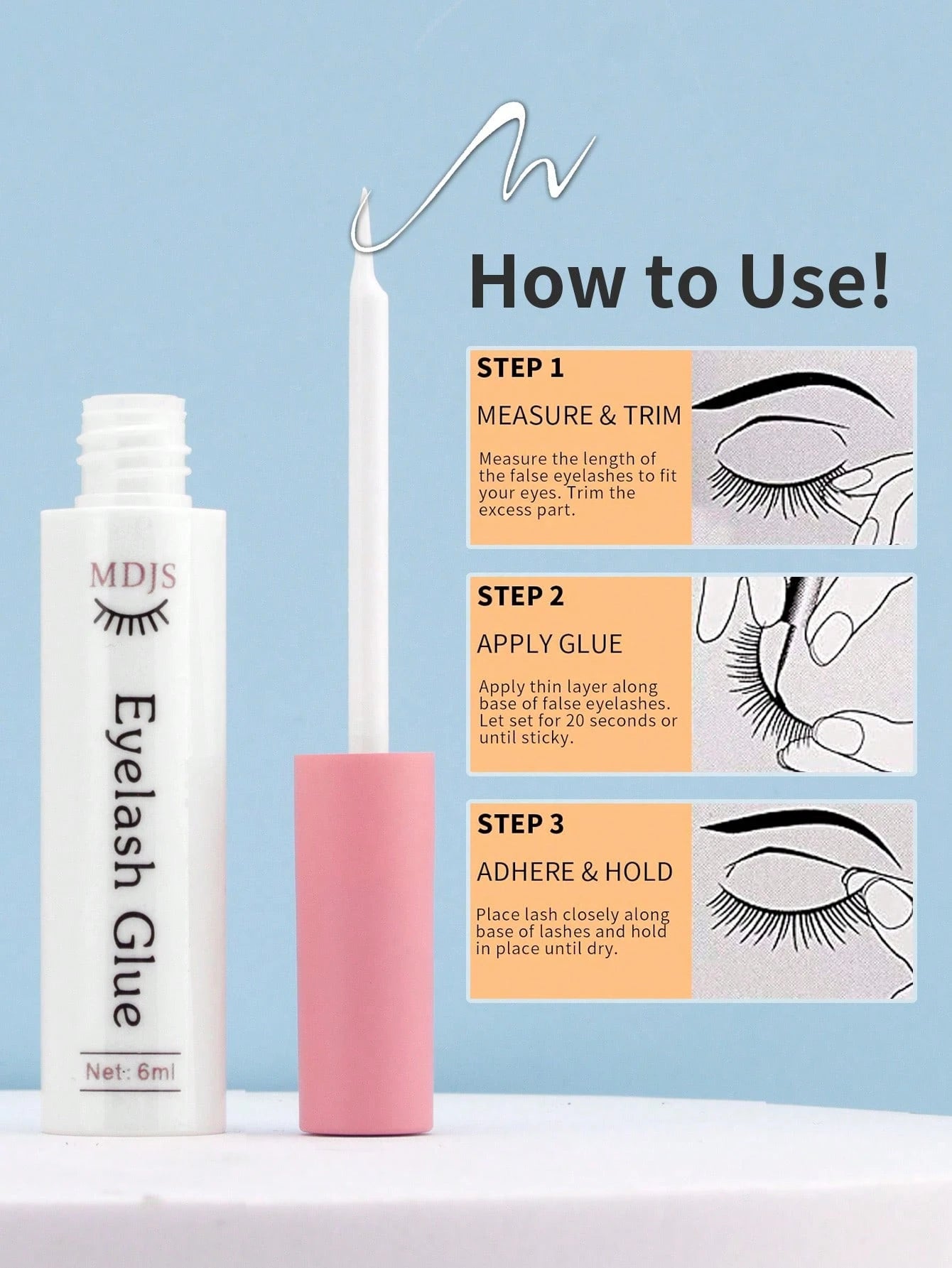 1pc False Eyelash Glue 6ml, Super Strong Setting, Gentle And Non-Irritating Transparent Eyelash Glue Does Not Contain Latex, Long-Lasting Eyelash Adhesive Waterproof White Strip Eyelash Glue, Quick-Dr