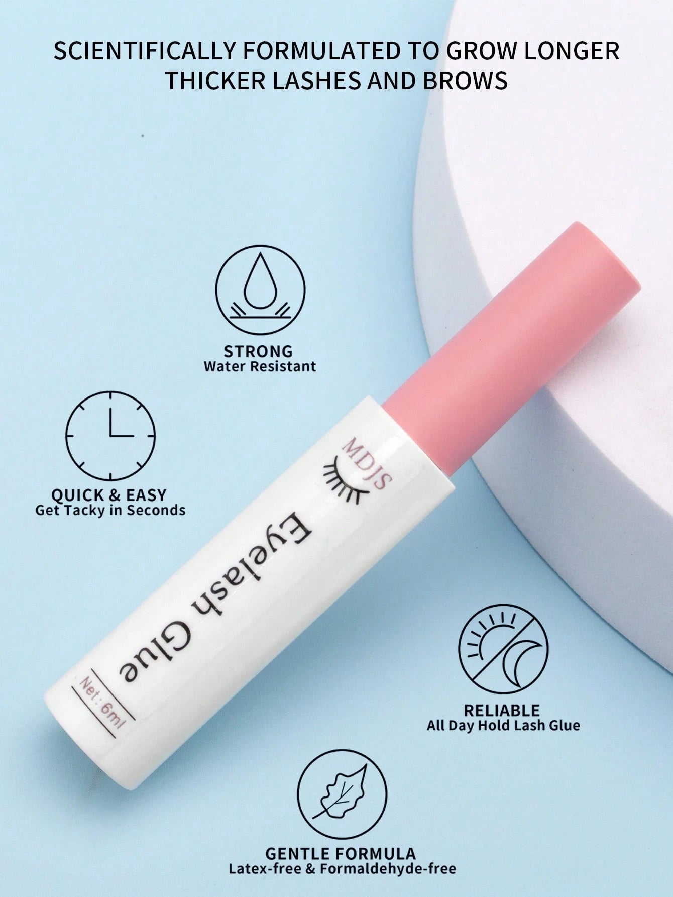 1pc False Eyelash Glue 6ml, Super Strong Setting, Gentle And Non-Irritating Transparent Eyelash Glue Does Not Contain Latex, Long-Lasting Eyelash Adhesive Waterproof White Strip Eyelash Glue, Quick-Dr