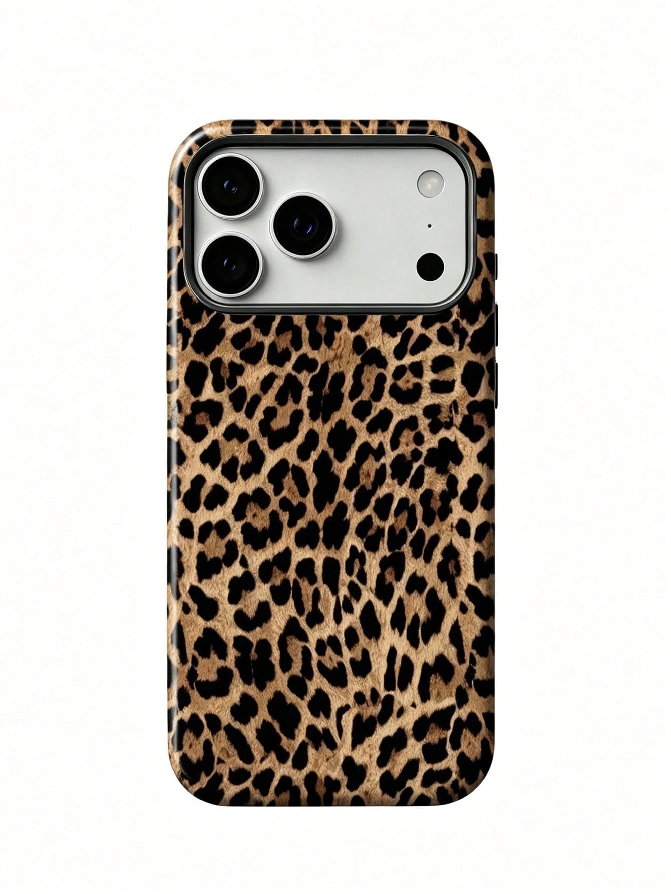 1pc Fashionable Novel 2-In-1 Phone Case, Glossy Leopard Print Design, Full Coverage Hard Shell Design. Compatible With IPhone 17 Pro Max/17 Pro/17e/16e/16 Pro Max/15 Pro Max/14 Pro Max/13 Pro/12/11/XR