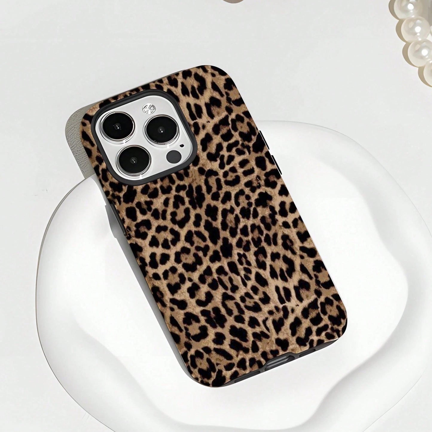 1pc Fashionable Novel 2-In-1 Phone Case, Glossy Leopard Print Design, Full Coverage Hard Shell Design. Compatible With IPhone 17 Pro Max/17 Pro/17e/16e/16 Pro Max/15 Pro Max/14 Pro Max/13 Pro/12/11/XR