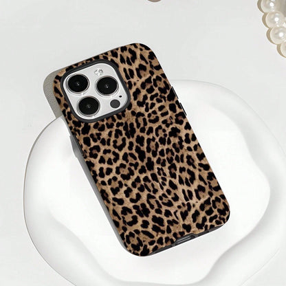 1pc Fashionable Novel 2-In-1 Phone Case, Glossy Leopard Print Design, Full Coverage Hard Shell Design. Compatible With IPhone 17 Pro Max/17 Pro/17e/16e/16 Pro Max/15 Pro Max/14 Pro Max/13 Pro/12/11/XR