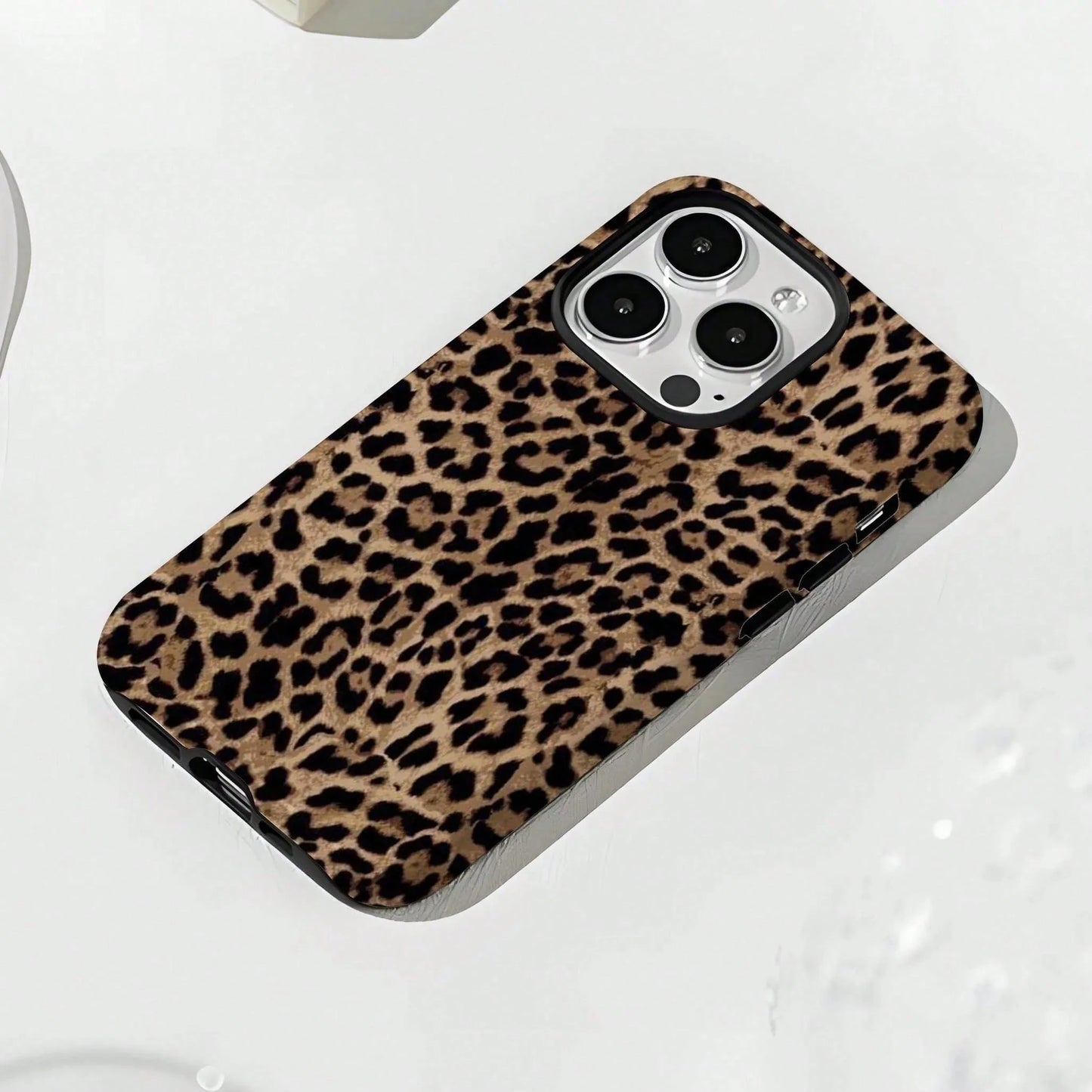 1pc Fashionable Novel 2-In-1 Phone Case, Glossy Leopard Print Design, Full Coverage Hard Shell Design. Compatible With IPhone 17 Pro Max/17 Pro/17e/16e/16 Pro Max/15 Pro Max/14 Pro Max/13 Pro/12/11/XR