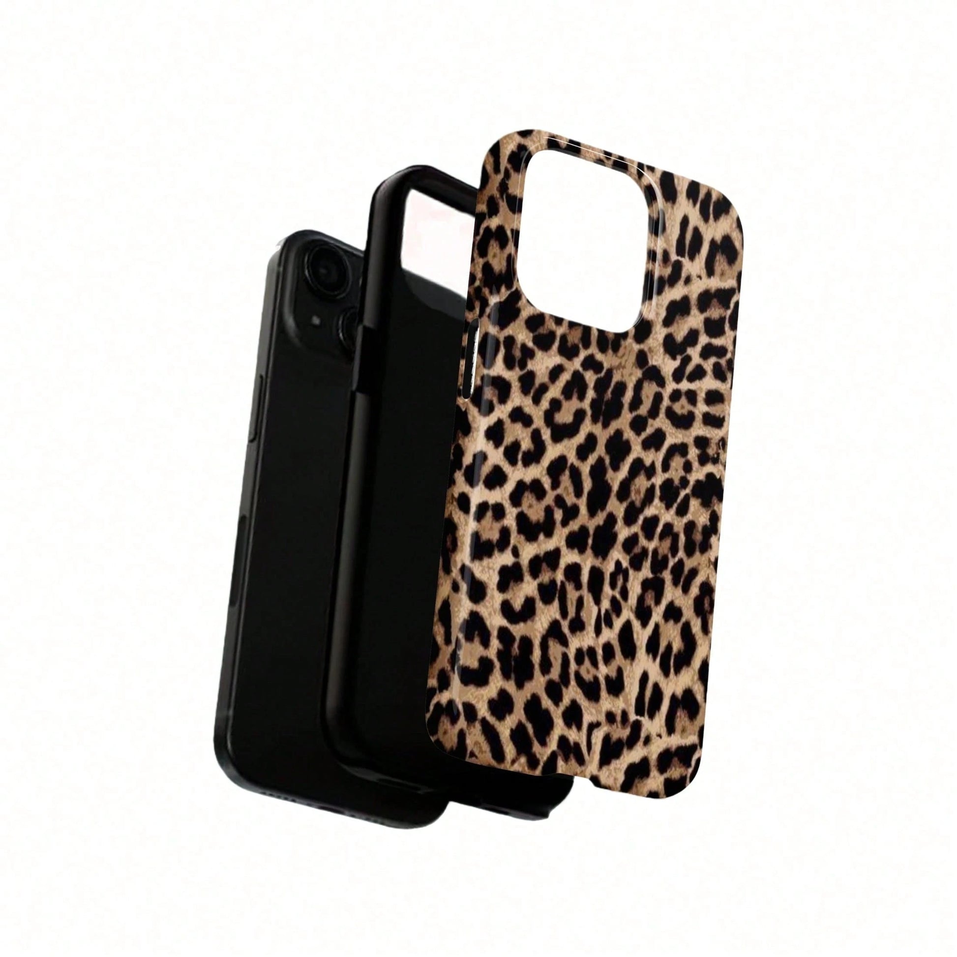 1pc Fashionable Novel 2-In-1 Phone Case, Glossy Leopard Print Design, Full Coverage Hard Shell Design. Compatible With IPhone 17 Pro Max/17 Pro/17e/16e/16 Pro Max/15 Pro Max/14 Pro Max/13 Pro/12/11/XR