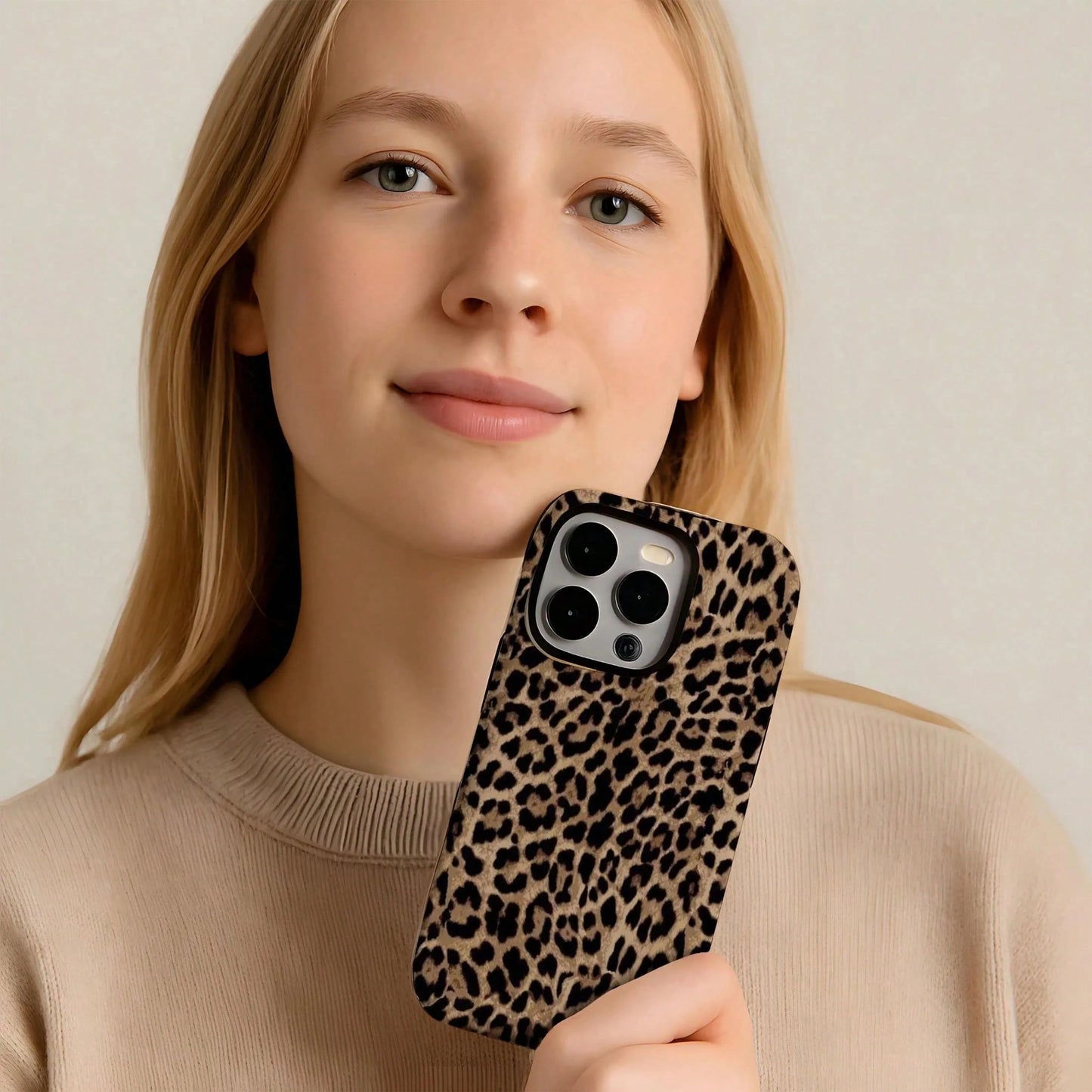 1pc Fashionable Novel 2-In-1 Phone Case, Glossy Leopard Print Design, Full Coverage Hard Shell Design. Compatible With IPhone 17 Pro Max/17 Pro/17e/16e/16 Pro Max/15 Pro Max/14 Pro Max/13 Pro/12/11/XR