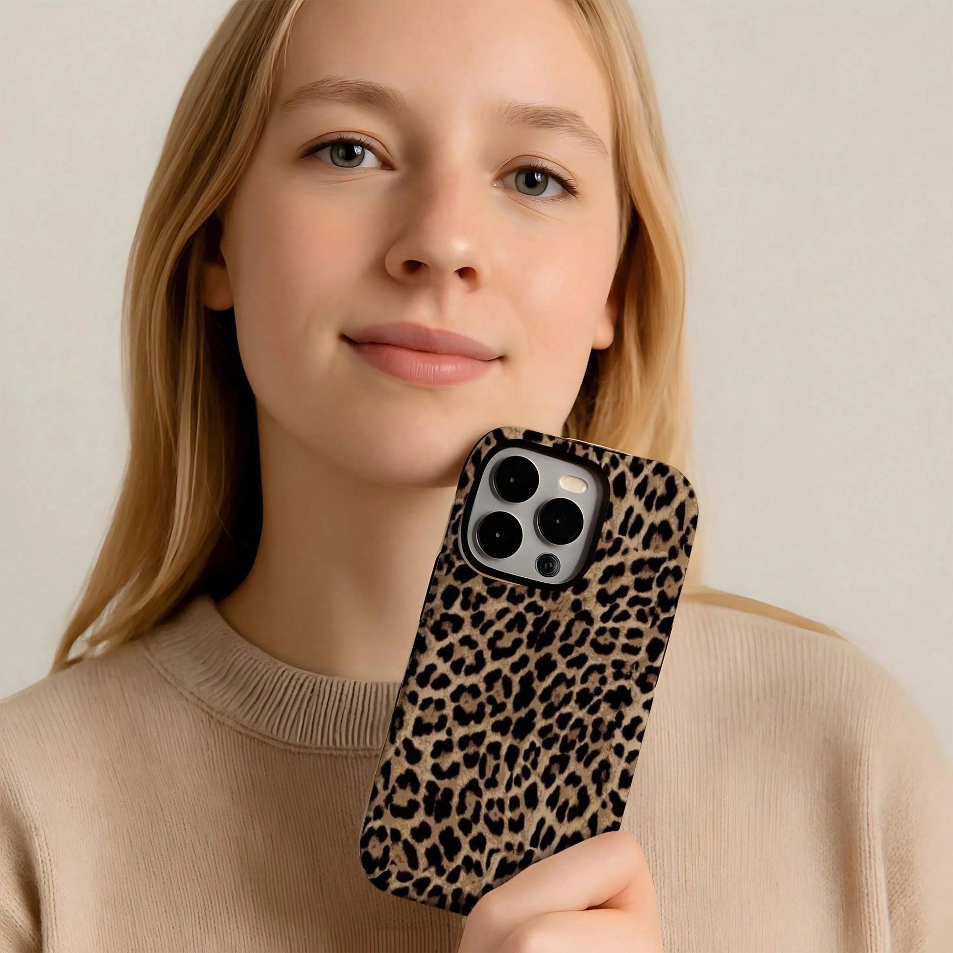 1pc Fashionable Novel 2-In-1 Phone Case, Glossy Leopard Print Design, Full Coverage Hard Shell Design. Compatible With IPhone 17 Pro Max/17 Pro/17e/16e/16 Pro Max/15 Pro Max/14 Pro Max/13 Pro/12/11/XR