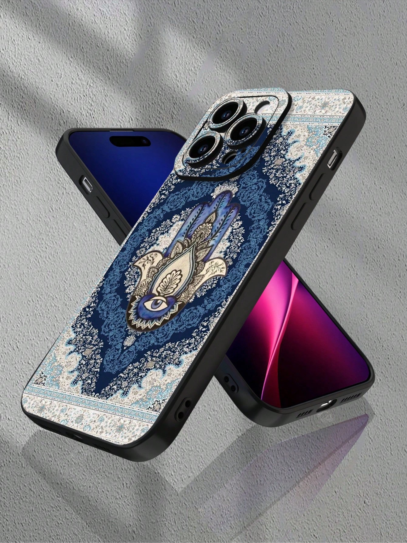 1pc Fatima Hand Floral Print 2D Pattern Creative High-End Design, Waterproof Anti-Dust Minimalist Style With Camera Protection, Compatible With IPhone 16/15/14/13/12/11/7/8/XR/XS/Plus/Pro/Pro Max And