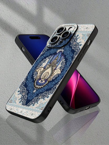 1pc Fatima Hand Floral Print 2D Pattern Creative High-End Design, Waterproof Anti-Dust Minimalist Style With Camera Protection, Compatible With IPhone 16/15/14/13/12/11/7/8/XR/XS/Plus/Pro/Pro Max And