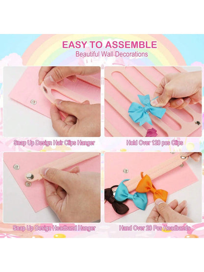 1PC Felt Hair Accessories Organizer,Hair Clips,Hair Bows Holder W/Large Capacity For Girls,Baby Hair Accessory, Wall Hanging For Nursery Decors.