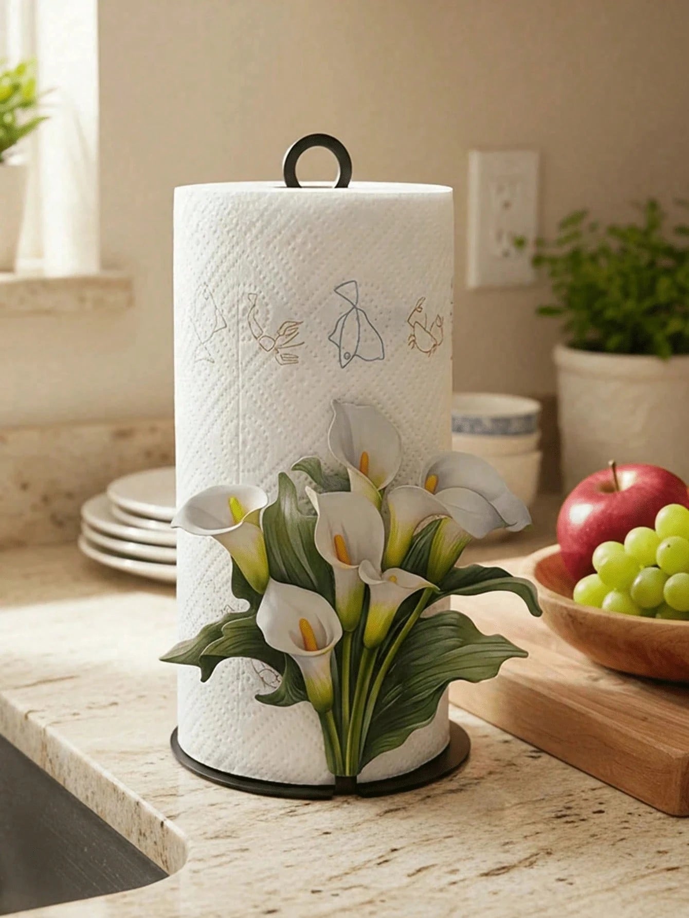 1pc Floral Tissue Box Holder, Tulip And Calla Lily Design, Premium Decorative Tissue Box Dispenser, No Drilling, Surface Mount, Reusable, Durable, Holiday Decor, Suitable For Kitchen, Bathroom And Par