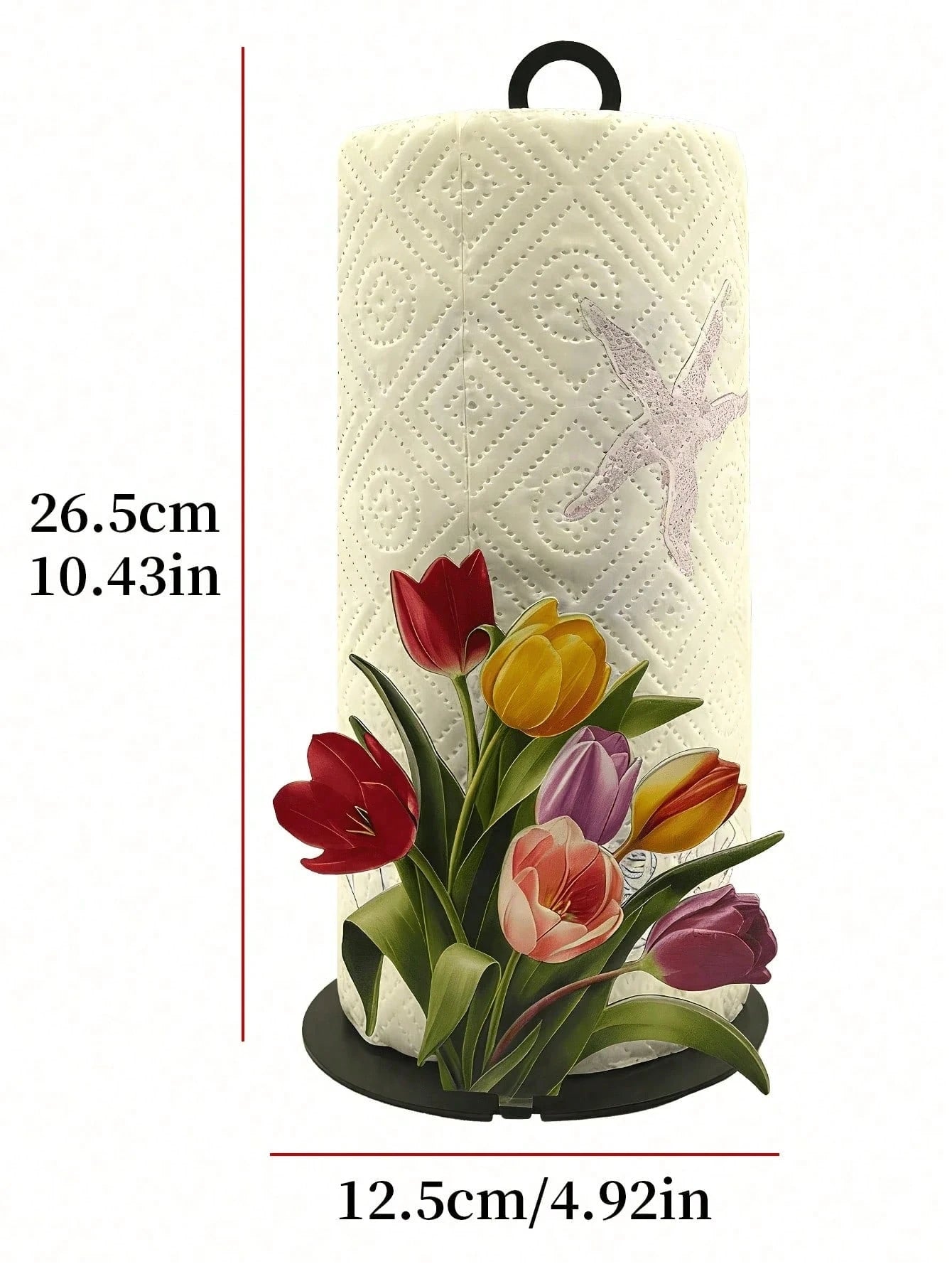 1pc Floral Tissue Box Holder, Tulip And Calla Lily Design, Premium Decorative Tissue Box Dispenser, No Drilling, Surface Mount, Reusable, Durable, Holiday Decor, Suitable For Kitchen, Bathroom And Par