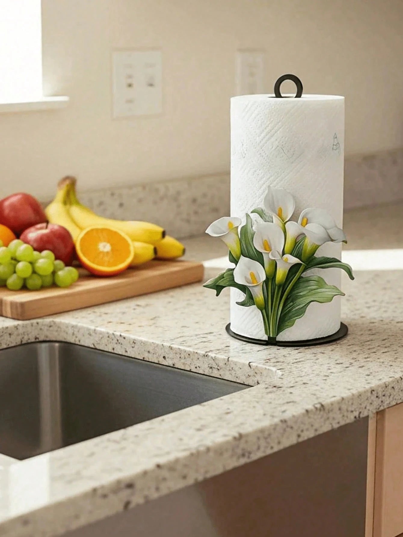 1pc Floral Tissue Box Holder, Tulip And Calla Lily Design, Premium Decorative Tissue Box Dispenser, No Drilling, Surface Mount, Reusable, Durable, Holiday Decor, Suitable For Kitchen, Bathroom And Par