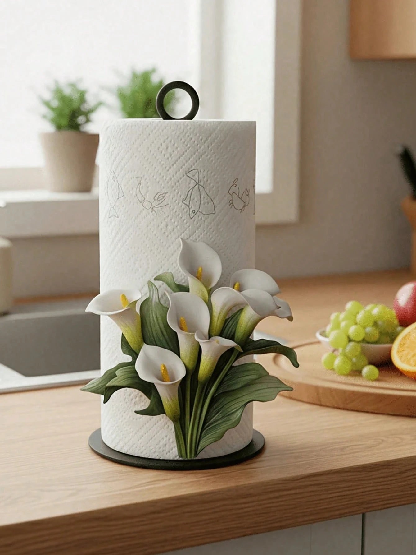1pc Floral Tissue Box Holder, Tulip And Calla Lily Design, Premium Decorative Tissue Box Dispenser, No Drilling, Surface Mount, Reusable, Durable, Holiday Decor, Suitable For Kitchen, Bathroom And Par