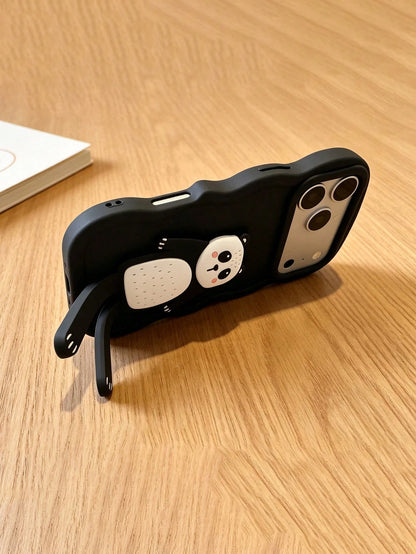 1pc Foldable Panda Stand Phone Case [International Version Not Local Version] For Galaxy S26, S25, S24, S24Plus/S24+, S24Ultra, S24FE, S22, S23 Compatible With Iphone 11/11 Pro/11 Pro Max/12/12 Pro/12