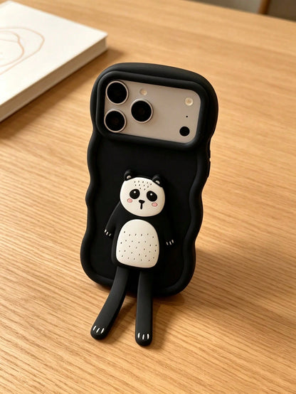 1pc Foldable Panda Stand Phone Case [International Version Not Local Version] For Galaxy S26, S25, S24, S24Plus/S24+, S24Ultra, S24FE, S22, S23 Compatible With Iphone 11/11 Pro/11 Pro Max/12/12 Pro/12