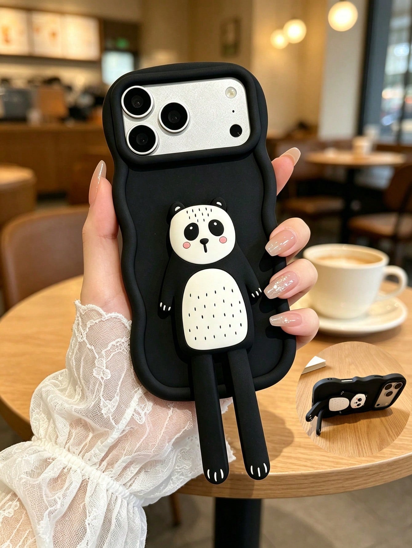 1pc Foldable Panda Stand Phone Case [International Version Not Local Version] For Galaxy S26, S25, S24, S24Plus/S24+, S24Ultra, S24FE, S22, S23 Compatible With Iphone 11/11 Pro/11 Pro Max/12/12 Pro/12