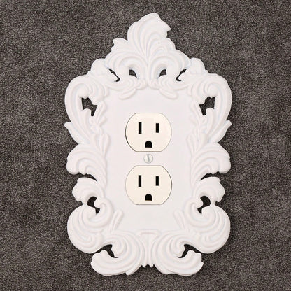 1pc French White Carved Outlet Decorative Frame, Vintage Hollow Floral Pattern Wall Control Panel Cover, Luxury Wall Outlet Decorative Sticker, Suitable For Home Switch Board Decoration