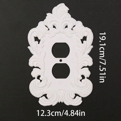 1pc French White Carved Outlet Decorative Frame, Vintage Hollow Floral Pattern Wall Control Panel Cover, Luxury Wall Outlet Decorative Sticker, Suitable For Home Switch Board Decoration